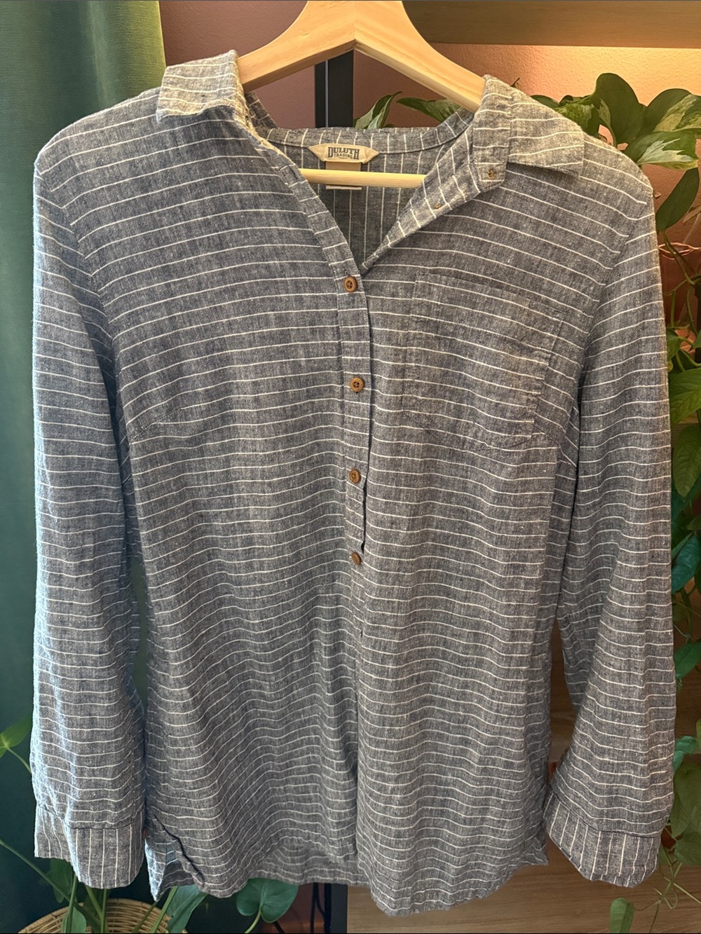 Duluth Trading Striped Linen Tunic